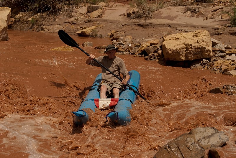 Mike Mays heading into the main rapids of the Muddy Creek.